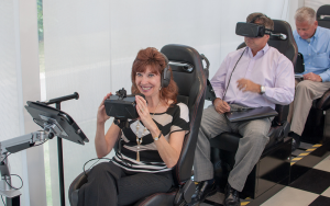 Editors tried on the technology for themselves during the demonstration. All photo credits: Babcox Media/Mel Sayre.